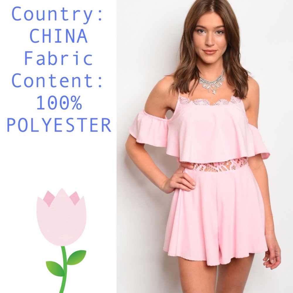 Cold shoulder Romper with Lace detail.